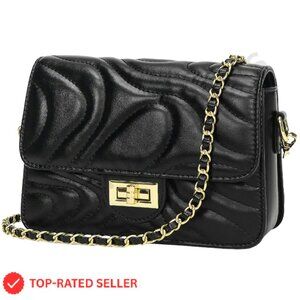 Quilted Crossbody Shoulder Bag Chain Strap Chic Minimal Y2K Trendy Purse